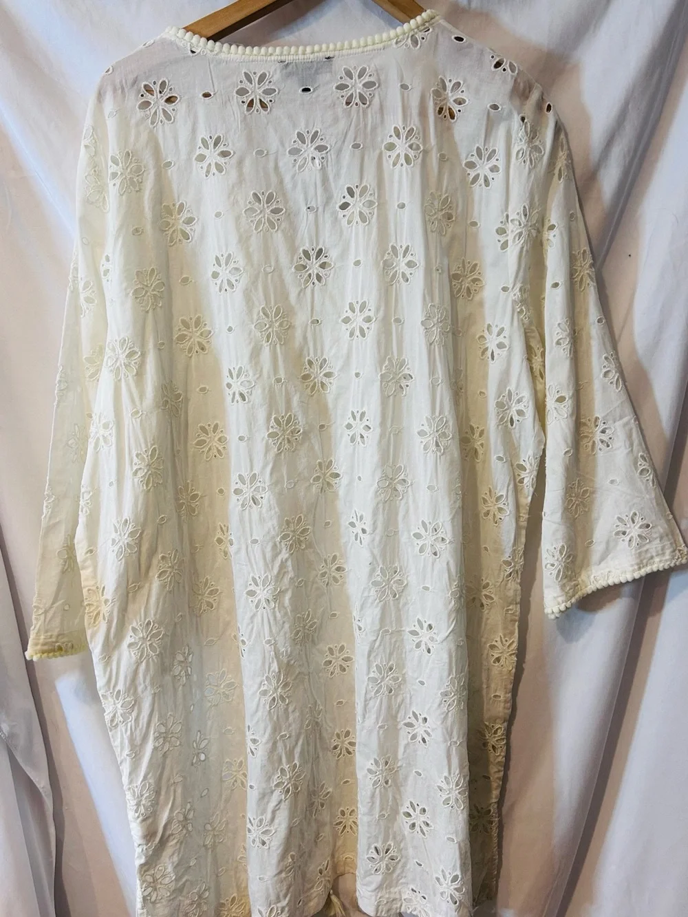 J. Crew NWT Eyelet Bib Tunic Swim Cover Up Cream Floral Pattern Cream Size XXL